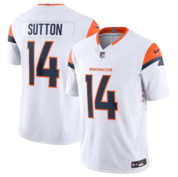 Men%27s Denver Broncos #14 Courtland Sutton White 2024 F.U.S.E. Vapor Limited Football Stitched Jersey Dzhi